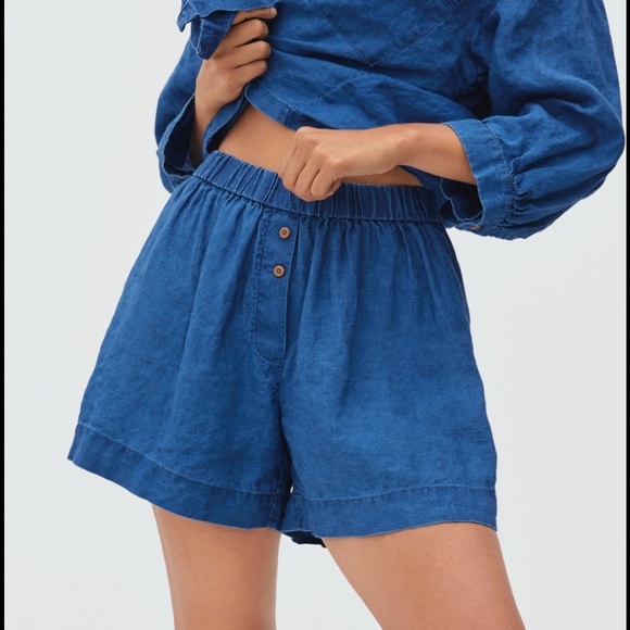 Everlane Pants - Everlane Linen “Boxer” shorts in Dark Indigo large